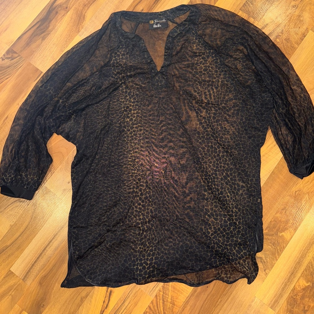 Vintage swim cover up sheer stretchy leopard print subtle bathing‎ suit cover
